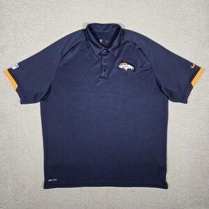 Nike Shirt‎ Mens XL Blue NFL Onfield Broncos Polo Performance Stretch Dri-Fit